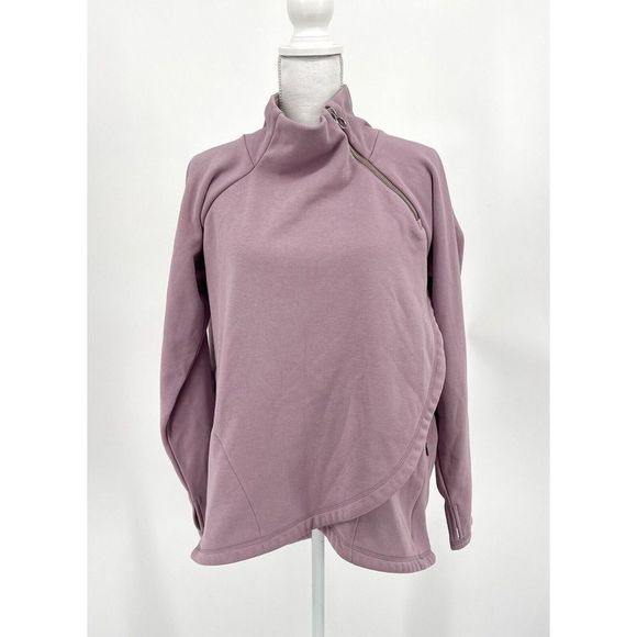 Athleta Tops - ATHLETA Cozy Karma Asym Pullover Sweatshirt Zip Dogwood Mauve Women’s Size L